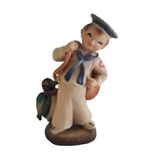 Anri Hand Carved Wood Figurine Sailor Shipmates Vintage Italy Signed 3 in Navy picture