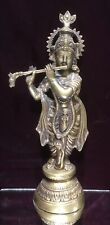 Vintage Brass Bronze Hindu Goddess Krishna Statue Religious Décor 18 1/2