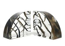 20th Century Brutalist Distressed Lucite Bookends - a Pair picture