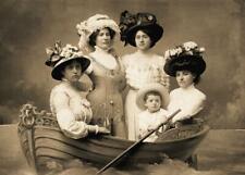 Antique Photo... 4 Women & Boy In Boat Prop Photo... Photo Print 5X7 picture