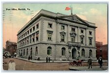 1914 Post Office Building Railroad Horse Buggy View Norfolk Virginia VA Postcard picture