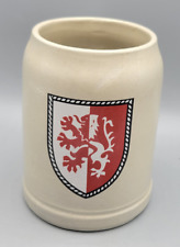 Vintage German Beer Mug Stein 0.5L Red White Coat of Arms Shield Crest Stoneware picture