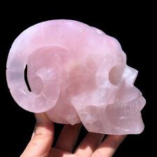 2.72LB Hand Carved Rose Quartz Natural Quartz Crystal Skull Sheep Healing Gift picture