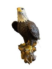 Realistic American Pride Bald Eagle Bird Perching On Stump Statue DWK Corp picture