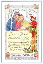 Famous Fairies Postcard Cornish Pixie Children Mushroom Fantasy c1910's Antique picture