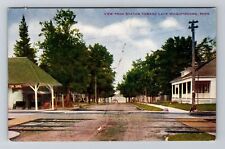 Wequetonsing MI-Michigan, Looking Down Street Toward Lake Vintage Postcard picture