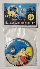 Batman & Robin Society Charter Member 3 1/2” Button Pin 1966 Vintage MIP picture