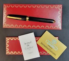 Cartier Pasha de Cartier 1995 Ribbed Black Lacquer & Gold Rollerball Pen w/Box picture