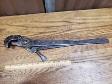 ANTIQUE #2 ASHCROFT 1870S PATENT PIPE TONGS WRENCH BLACKSMITH WAGON ARM & HAMMER picture