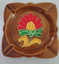 Ceramic Floral Ashtray JAPAN Hand Painted 6.5 