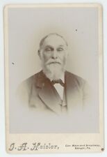 Antique Circa 1880s Cabinet Card Handsome Older Man With Long Beard Bangor, PA picture