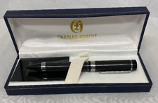 (NEW) Charles Hubert Black and Silver-tone Banded Ballpoint Pen picture