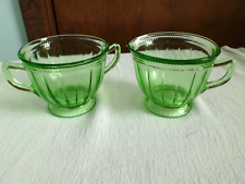 Green Depression Colonial Fluted Rope Creamer Sugar Federal Glass Co. 1928-1933 picture