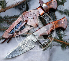 Custom Hand Forged Damascus Steel Knife, Bowie Hunting Knife, Fixed Blade Knife picture