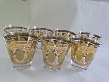 Vtg Fred Press 22k Gold Cocktail Glassware Barware Mid Century 1960s Set of 7 picture