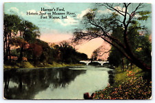 Fort Wayne, IN, Harmar's Ford, Maumee River, Antique, Vintage 1918 Postcard picture