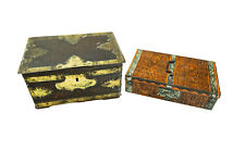 Antique Biscuit Tin Lot Early 1900's Treasure Chest & Jewelry Box Geo Bassett picture