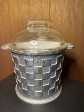 Vintage Aluminum Ice Bucket with Glass Medieval Knight Emblem Lid Mid-Century picture