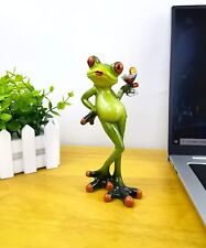Funny Frog Drinking Drink Creative Resin Green Sculpture Small Handmade Decor picture