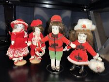 Kurt Adler Dolls Lot Ornaments And Stands Red Porcelain  4 As Is  picture