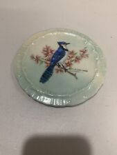 VTG Hand Painted Blue Jay & Pink Flowers Decorative Plate Signed by C. Schwabe picture