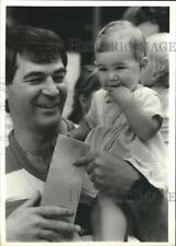 1988 Press Photo Jenna Lloyd Randolfi and Father Ernie at Baby Olympics picture