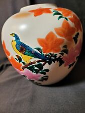 Beautiful Hand Painted Japanese Pottery Vase Multicolor Design picture