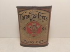 VINTAGE THREE FEATHERS TOBACCO TIN EMPTY PLUG CUT FACTORY DISTRICT OF MD RARE picture