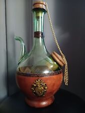 Vntg.  Leather Wrapped Wine Decanter W/ Ice Chamber, Providentiae Memor. Italy.  picture