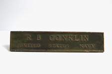 Vintage Desk Name Placard US Military United States Navy Heavy Metal Collectible picture