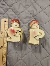 1950's Shawnee Salt & Pepper People Shakers Gold Accents 3.5