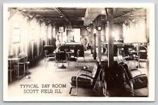 Scott Field IL RPPC Illinois Typical Day Room With Soldiers Photo Postcard V28 picture