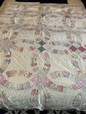 Vintage Handmade Patchwork Quilt Wedding Ring Feed Sack Cutter  picture