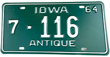 Vintage Iowa 1964 Antique License Plate Black Hawk County Wall Decor Collector picture