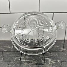Vintage Fire King Clear Glass Table Server Trivet Hot Plate With Handles MCM picture