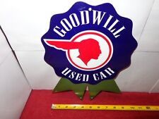 8  3/4 x 12 in GM PONTIAC GOODWILL USED CARS ADV. SIGN HEAVY DIE CUT METAL #S 30 picture
