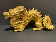 Vintage Ceramic Oriental Dragon Statue Gold Painted Year Of The Dragon picture