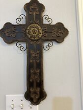 Beautiful Metal Cross With Scrolling Hearts 21 Inc 14 In. Lightweight picture