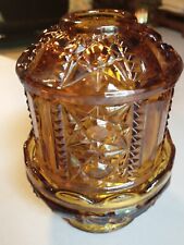 Vintage Indiana Glass Stars And Bars Amber Fairy Lamp picture