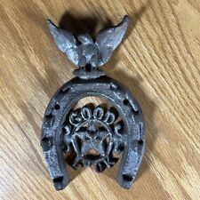 Vintage Lucky Horseshoe Good Luck Metal Star Eagle Star Country Farm Cabin Decor picture