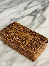 18th - 19th Century Handmade Pressed Birch Maple Snuff Box Cocker Spaniel picture