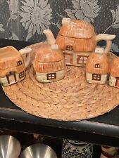 VTG COTTAGE STYLE TEAPOT WITH CREAMER/SUGAR BOWL & SALT & PEPPER SHAKERS picture