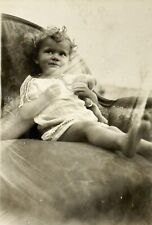 1940s Vintage Photo Little Girl Child Kids Smiling Hug Toy B&W ORIGINAL Snapshot picture
