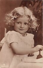 Sepia-Toned Old Real Photo PC of a Beautiful Little Curly-Haired Girl - A.1579-5 picture