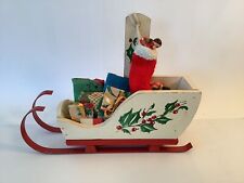 Vintage Wooden Kitschy Christmas Sleigh with Metal Skis picture