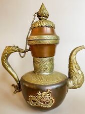 ANTIQUE / VINTAGE COPPER AND BRASS TIBETAN TEAPOT WITH DRAGON picture