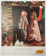 1972 Kodak Film Vintage Print Ad Children Looking Up Chimney For Santa Christmas picture