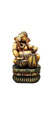 Wooden Hand craved Lord Ganesha Figurine Ganpati Statue Hindu God Sculpture picture