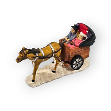 Victorian One Horse Sleigh Village Miniature Ceramic Vintage Christmas Holiday picture