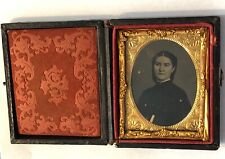 Antique Tin Type Ferrotype Photo Of Women In Ornate Clasp Closure Case 3 picture